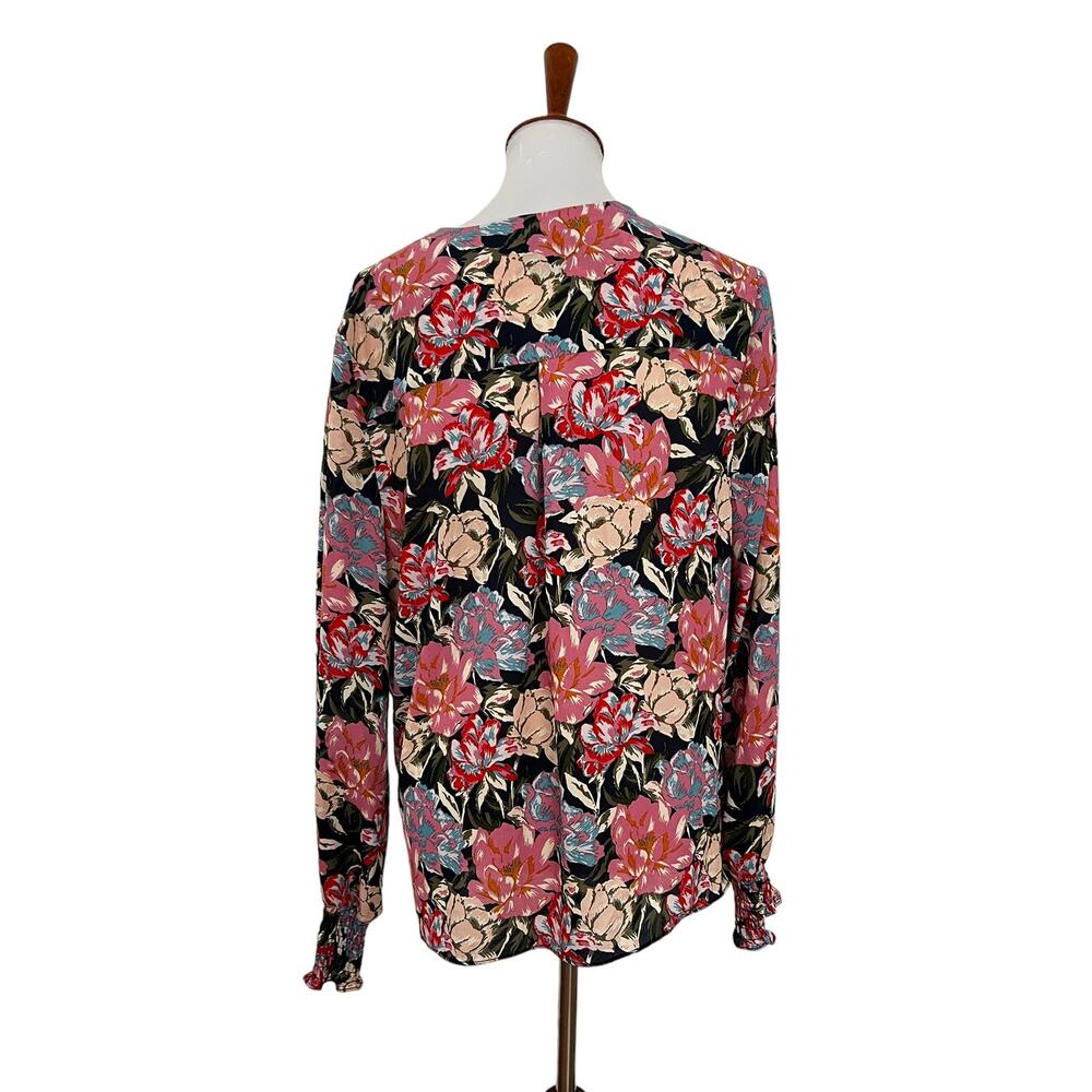 Leyden Womens Faux Wrap Floral Blouse Long Sleeve Pink L Large - Picture 3 of 8